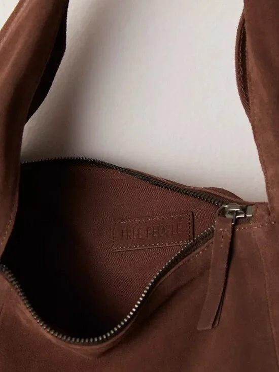 Free People Soto East West Suede Shoulder Bag- Wet Sand Color - Picture 6 of 7